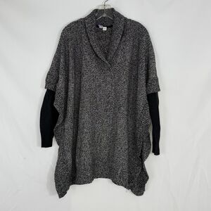 Alya Black Poncho Cowl Neck Oversized Poncho Sweater Size S/M